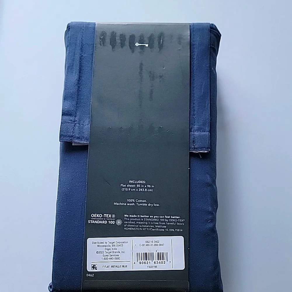 Threshold Full 300 Thread Count Ultra Soft Flat Sheet Dark Blue